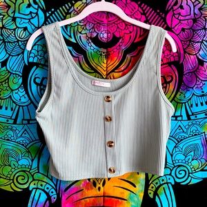 Button front crop tank top